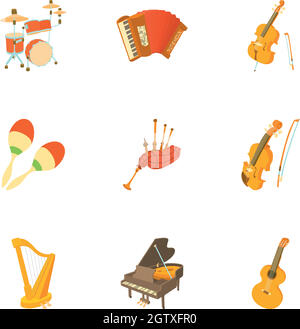 Device for music icons set, cartoon style Stock Vector