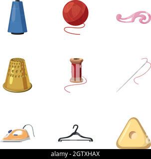 Accessories for sewing workshop icons set Stock Vector