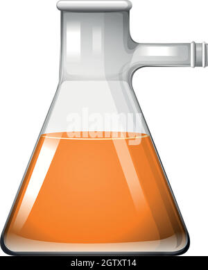 Orange liquid in glass beaker Stock Vector