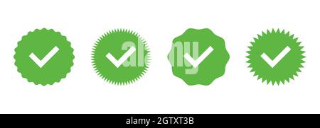 Check marks. Check mark green vector icons. Profile verification check marks icons. Checklist symbols. Vector illustration. Stock Vector
