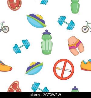 Active lifestyle pattern, cartoon style Stock Vector