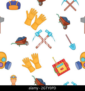 Coal mining pattern, cartoon style Stock Vector