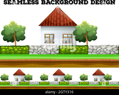 Seamless background design with houses Stock Vector