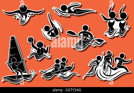 Sport icons for water sports Stock Vector