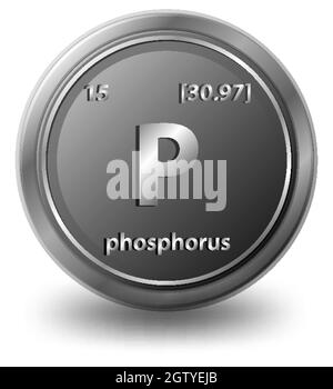 Phosphorus chemical element. Chemical symbol with atomic number and atomic mass. Stock Vector