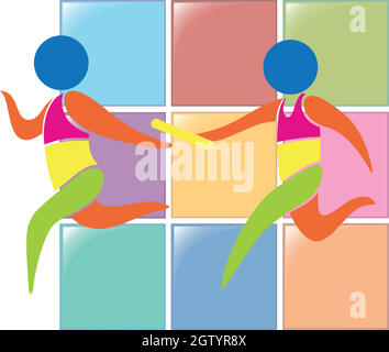 Relay running icon on colors background Stock Vector