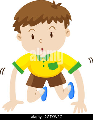 Cute boy crawling on the floor Stock Vector