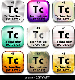 An icon showing the chemical Technetium Stock Vector