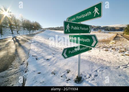 Multiple sign posts for public footpaths in England, public footpath ...