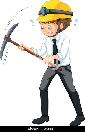 An Office Worker Mining on White Background Stock Vector