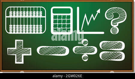 Math symbols on blackboard Stock Vector