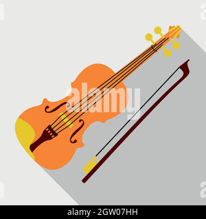 Violin icon, flat style Stock Vector