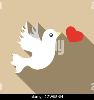 Wedding dove icon, flat style Stock Vector