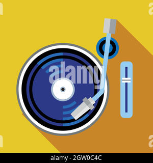 Record player phonograph icon, flat style Stock Vector