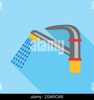 Water faucet icon, flat style Stock Vector