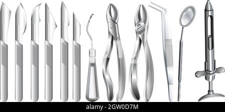 Surgery equipment on white Stock Vector
