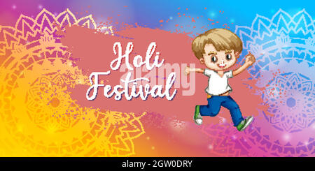 Happy Holi festival poster design with colorful background Stock Vector