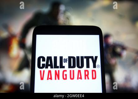 Ukraine. 02nd Oct, 2021. In this photo illustration a Call of Duty Vanguard logo is seen on a smartphone screen. Credit: SOPA Images Limited/Alamy Live News Stock Photo