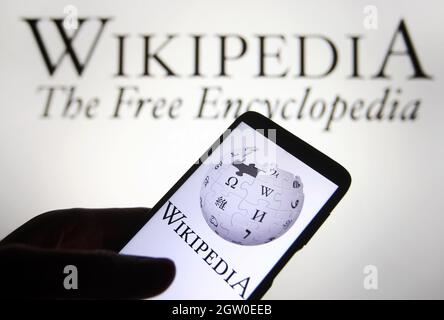 Ukraine. 02nd Oct, 2021. In this photo illustration a Wikipedia logo is seen on a smartphone. Credit: SOPA Images Limited/Alamy Live News Stock Photo