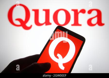 Ukraine. 02nd Oct, 2021. In this photo illustration a Quora logo is seen on a smartphone and a pc screen. Credit: SOPA Images Limited/Alamy Live News Stock Photo