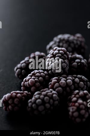 Freeze Blackberries On Black Stone Table