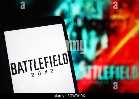 Ukraine. 02nd Oct, 2021. In this photo illustration a Battlefield 2042 logo is seen on a smartphone screen. (Photo by Pavlo Gonchar/SOPA Images/Sipa USA) Credit: Sipa USA/Alamy Live News Stock Photo