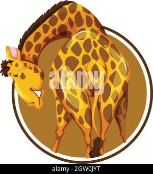 Isolated giraffe sticker on white background Stock Vector