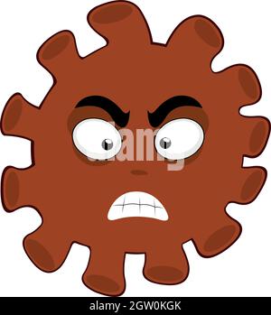 Vector illustration of coronavirus emoticon with an angry expression Stock Vector