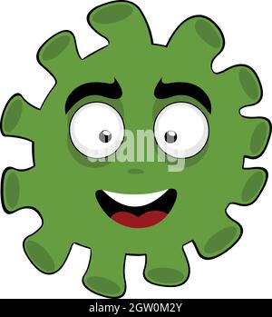 Vector emoticon illustration of a cartoon bacteria, microbe or computer virus with a happy expression Stock Vector