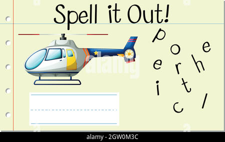 Spell English word helicopter Stock Vector