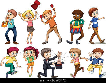 People engaging in different activities Stock Vector