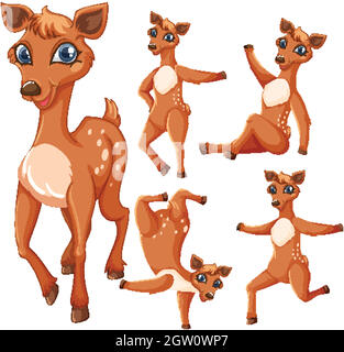 Set of deer cartoon character Stock Vector