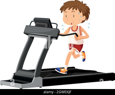 Man running on treadmill Stock Vector