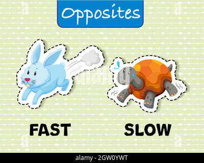 Opposite words for fast and slow Stock Vector