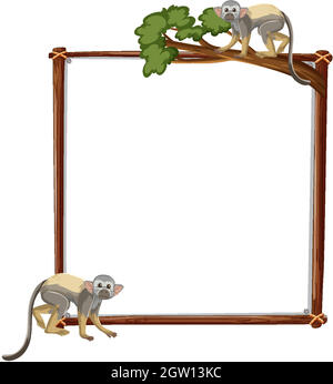 Empty banner with squirrel monkey on white background Stock Vector