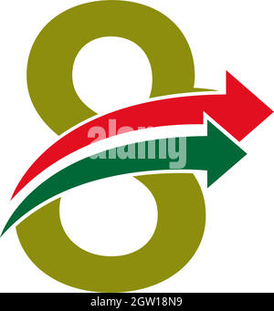 Doubel arrow in front number 8 icon logo design template illustration Stock Vector