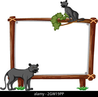 Empty banner with black panther on white background Stock Vector