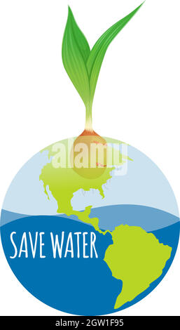 Save water diagram with earth and plant Stock Vector