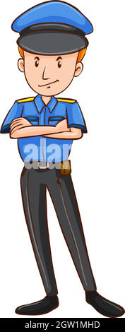 Policeman in uniform standing alone Stock Vector