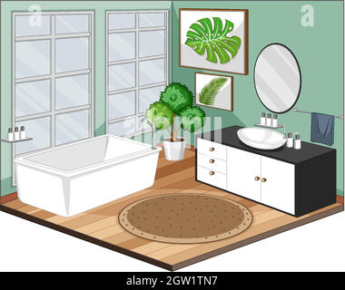 Bathroom interior with furniture modern style Stock Vector