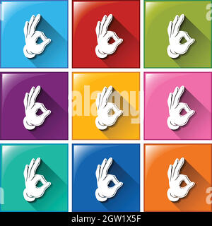 Buttons with hand signs Stock Vector