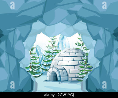 Igloo in the North Pole Stock Vector