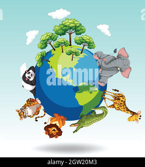 Wild animals around the world Stock Vector