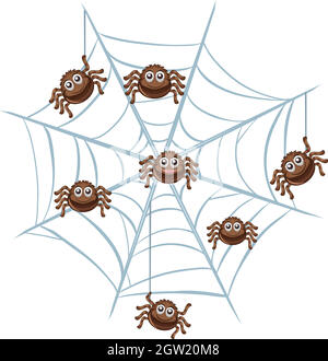 Spider in a web on white Stock Vector