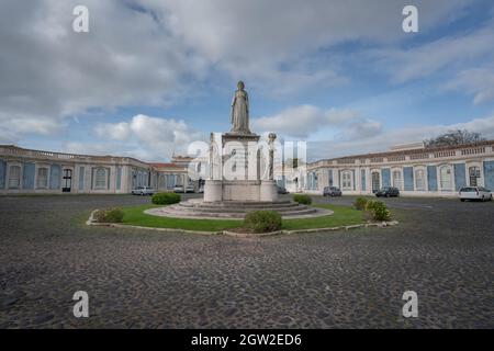 D. Maria I Statue in front of Queluz Palace - Queluz, Portugal Stock Photo