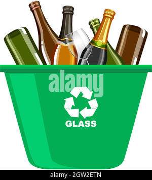 Green recycle bins with recycle symbol on white background Stock Vector