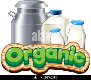Font design for word organic with fresh milk Stock Vector