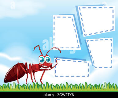 Ant on note template Stock Vector