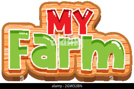 Font design for word my farm on wooden sign Stock Vector