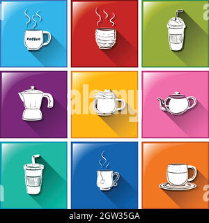 Icons with hot and cold drinks Stock Vector